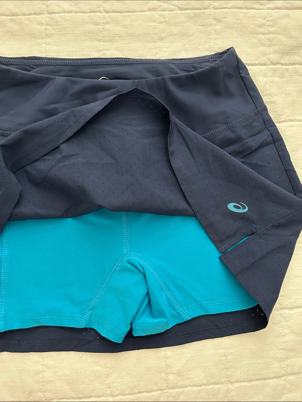 Asics Deep Navy Athletic Skort with Teal Logo - Picture 8 of 8
